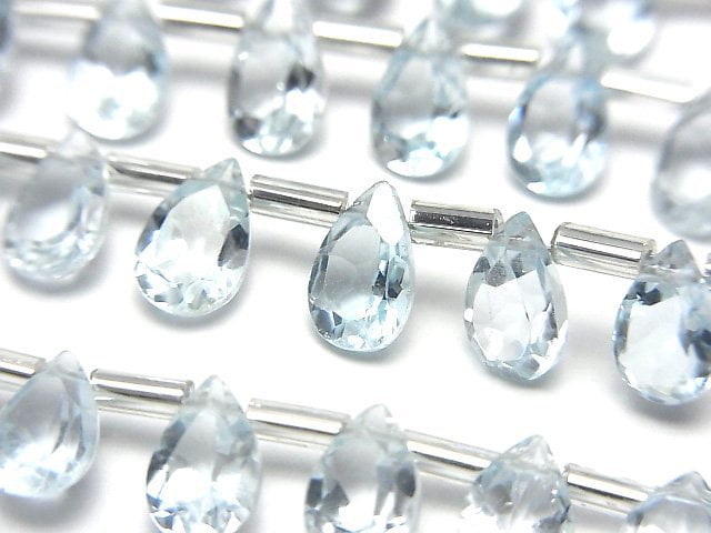 [Video]High Quality Sky Blue Topaz AAA Pear shape Faceted 8x5mm half or 1strand (18pcs )