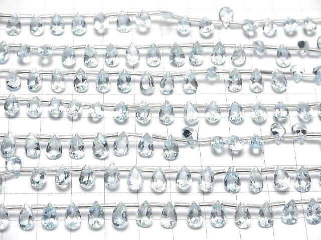 [Video]High Quality Sky Blue Topaz AAA Pear shape Faceted 8x5mm half or 1strand (18pcs )