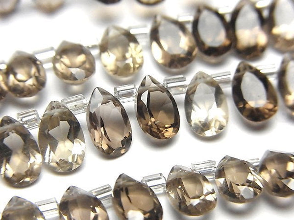 [Video]High Quality Smoky Quartz AAA Pear shape Faceted 8x5mm half or 1strand (28pcs )