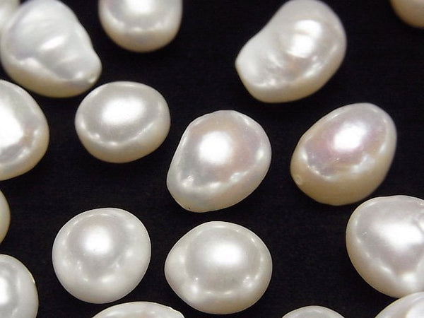 [Video] Fresh Water Pearl AA++ Loose stone Potato -Baroque 10-13mm White [Half Drilled Hole ] 5pcs