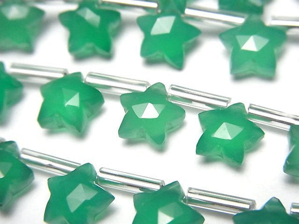 [Video]High Quality Green Onyx AAA Faceted Star 8x8mm 1strand (8pcs )