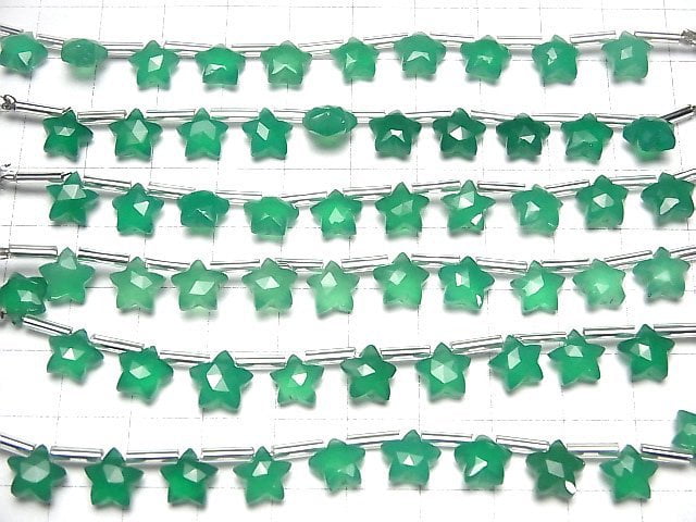 [Video]High Quality Green Onyx AAA Faceted Star 8x8mm 1strand (8pcs )