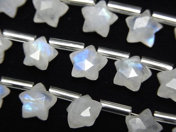 [Video]High Quality Rainbow Moonstone AA++ Faceted Star 8x8mm 1strand (8pcs )