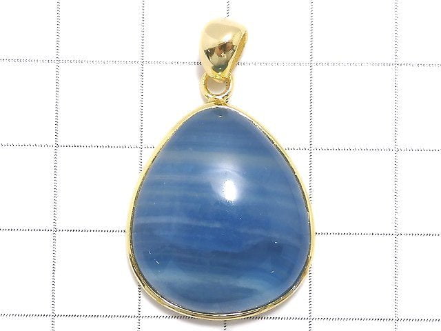 [Video][One of a kind] Natural Blue Calcite AAA Pendant 18KGP NO.18