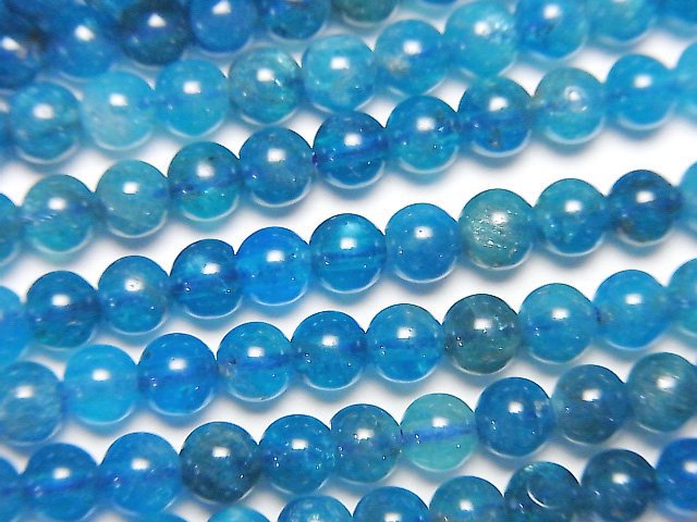 [Video] Blue Apatite AAA- Round 4mm half or 1strand beads (aprx.15inch/37cm)