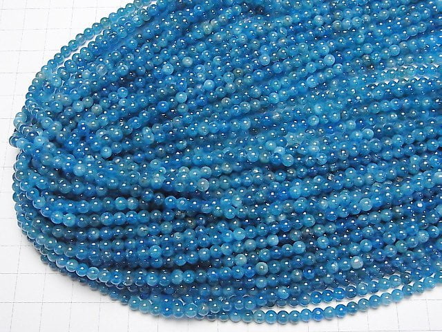 [Video] Blue Apatite AAA- Round 4mm half or 1strand beads (aprx.15inch/37cm)