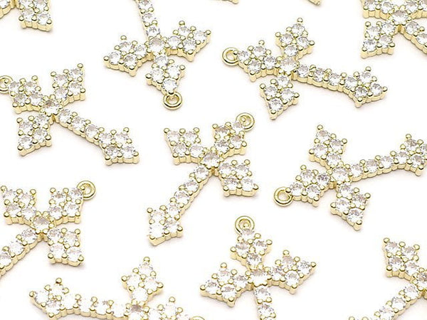 Metal parts 26x16mm Cross gold color (with CZ) 1pc