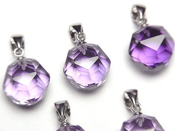[Video] High Quality! Amethyst AAA Star Faceted Round 12mm Pendant Silver925 1pc
