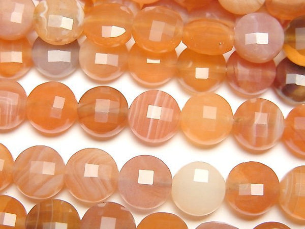 [Video]High Quality! Orange Botswana Agate Faceted Coin 8x8x5mm 1strand beads (aprx.15inch/36cm)