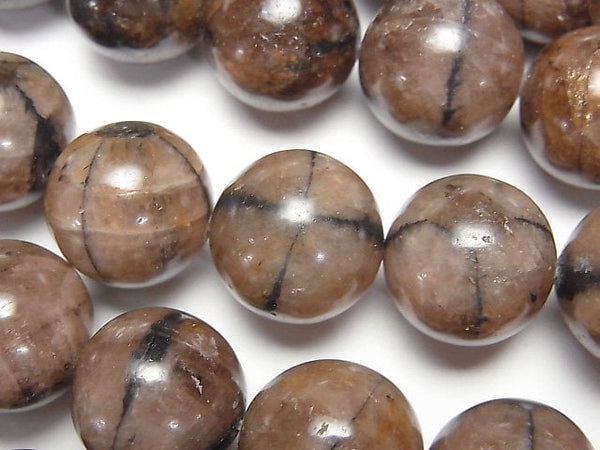 [Video]Chiastolite Round 16mm half or 1strand beads (aprx.7inch/17cm)