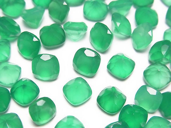 [Video]High Quality Green Onyx AAA Loose stone Square Faceted 6x6mm 5pcs