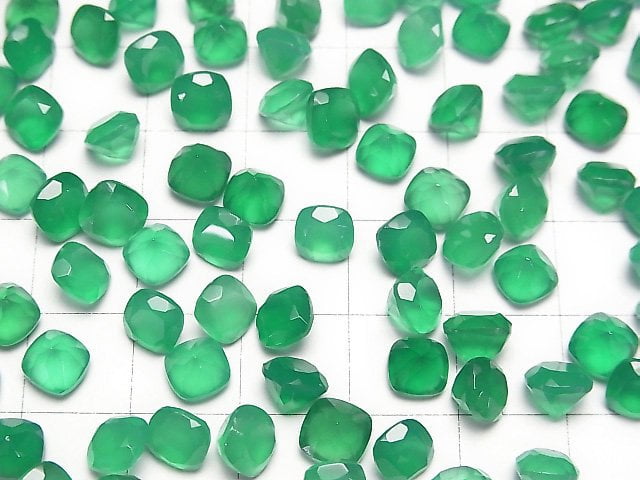 [Video]High Quality Green Onyx AAA Loose stone Square Faceted 6x6mm 5pcs