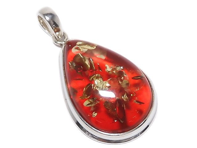 [Video][One of a kind] Red color Amber Pendant Silver925 NO.1