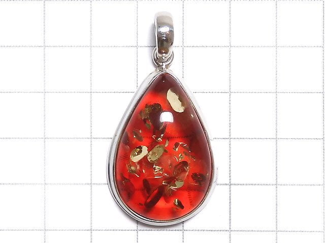[Video][One of a kind] Red color Amber Pendant Silver925 NO.1