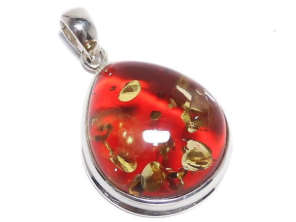 [Video][One of a kind] Red color Amber Pendant Silver925 NO.4