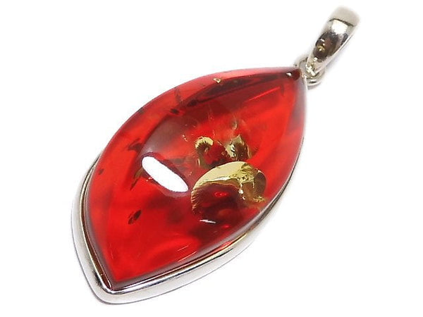 [Video][One of a kind] Red color Amber Pendant Silver925 NO.7