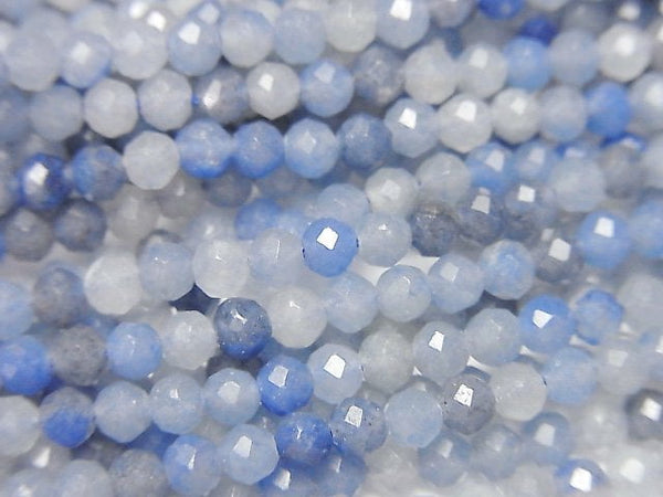 [Video]High Quality! Blue Quartz Faceted Round 3mm 1strand beads (aprx.15inch/37cm)