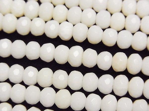 [Video]White Coral Faceted Button Roundel 5x5x4mm 1strand beads (aprx.15inch/38cm)