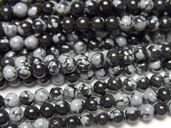[Video]Snowflake Obsidian Round 3mm 1strand beads (aprx.15inch/38cm)