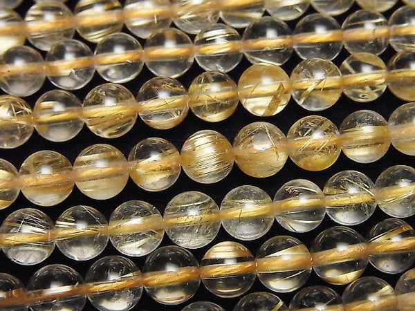 [Video]Rutilated Quartz AAA-Round 6mm half or 1strand beads (aprx.15inch/38cm)