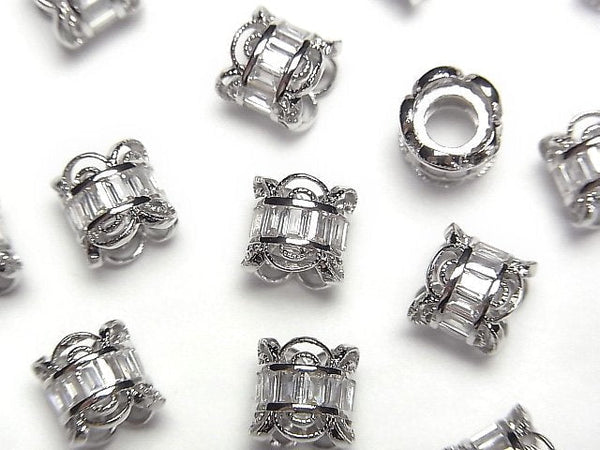 Metal parts Roundel 7x7x7.5mm Silver (with CZ) 1pc