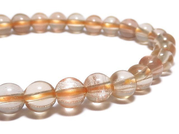 [Video][One of a kind] High Quality Oregon Sunstone AAA-Round 6.5mm Bracelet NO.4