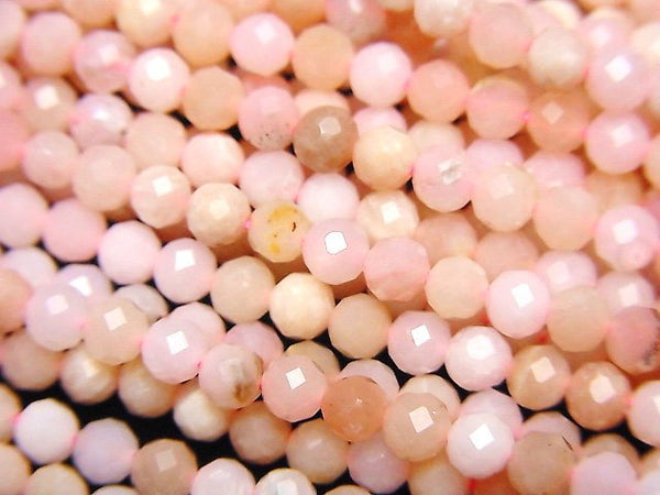 [Video] High Quality! Pink Opal AA++ Faceted Round 3mm 1strand beads (aprx.15inch/38cm)