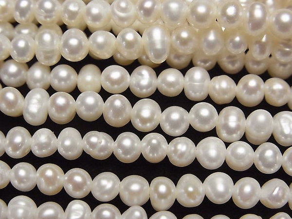 [Video] Fresh Water Pearl AA+ White Potato 4-4.5mm 1strand beads (aprx.14inch/34cm)