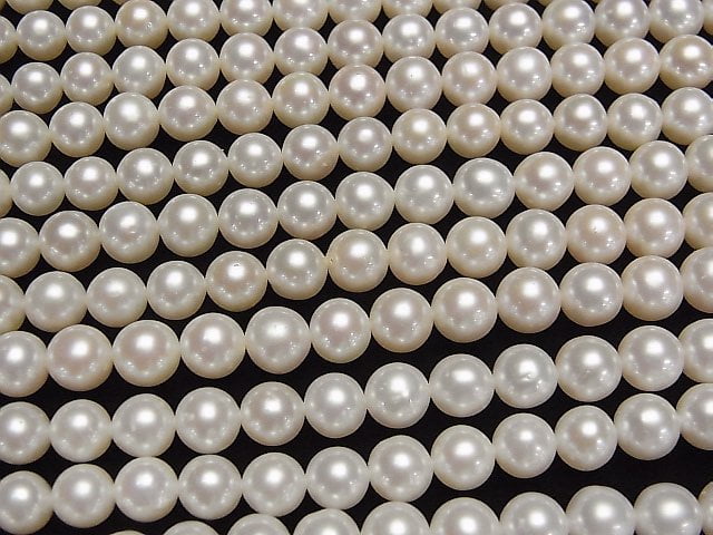 [Video]Fresh Water Pearl AAA Round 7mm White 1strand beads (aprx.15inch/38cm)
