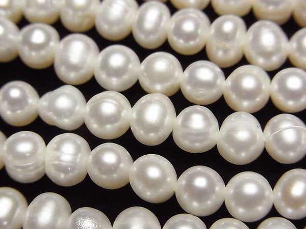 [Video]Fresh Water Pearl AA Potato 5-6mm White 1strand beads (aprx.14inch/34cm)