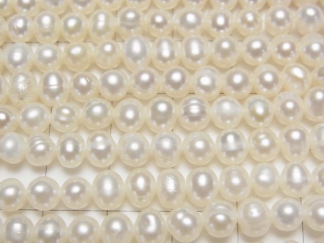 [Video]Fresh Water Pearl AA Potato 5-6mm White 1strand beads (aprx.14inch/34cm)