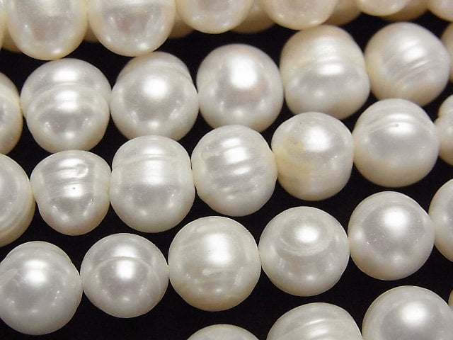 [Video]Fresh Water Pearl AA Wrinkle Potato 8-9mm White 1strand beads (aprx.13inch/33cm)