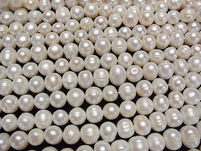 [Video]Fresh Water Pearl AA Wrinkle Potato 8-9mm White 1strand beads (aprx.13inch/33cm)