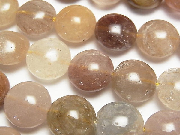 [Video] Multi-color Rutilated Quartz AA++ Coin 13x13x9mm half or 1strand beads (aprx.15inch/38cm)