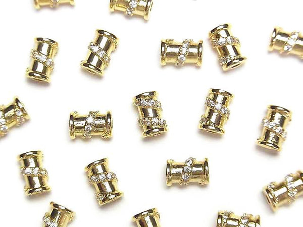 Metal Parts Roundel (Tube) 5x5x8mm Gold (with CZ) 2pcs