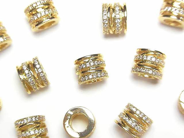 Metal parts Roundel 8x8x6mm gold (with CZ) 1pc