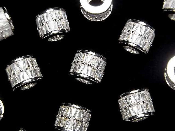 Metal parts Roundel (Tube) 10x10x8mm Silver (with CZ) 1pc