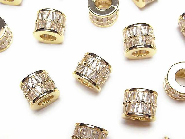 Metal Parts Roundel (Tube) 10x10x8mm Gold (with CZ) 1pc