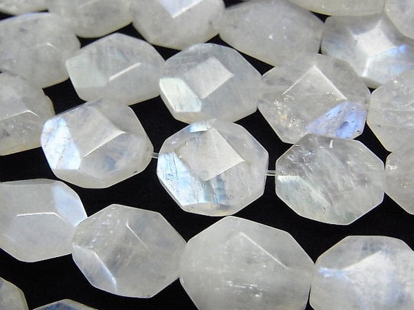 [Video] Royal Blue Moonstone AA++ Flat Faceted Nugget 1strand beads (aprx.7inch/18cm)