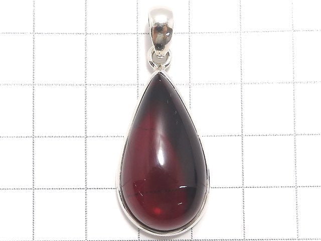 [Video][One of a kind] Red color Amber Pendant Silver925 NO.102