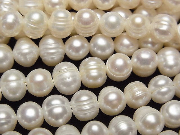 [Video]Fresh Water Pearl AA Wrinkle Potato 6-7mm White 1strand beads (aprx.13inch/33cm)
