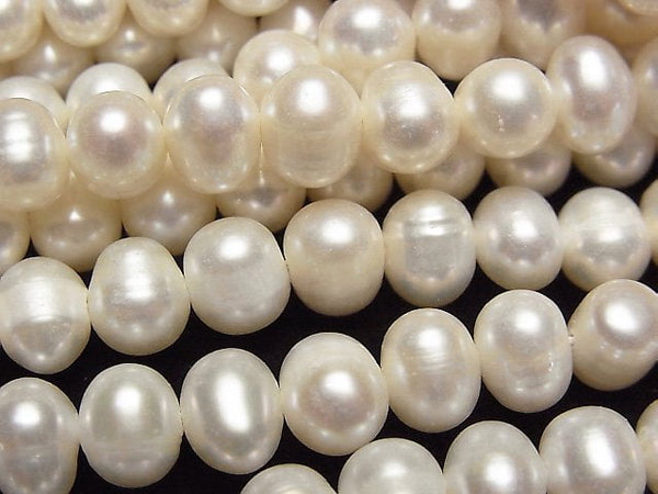 [Video]Fresh Water Pearl AA Potato 6-7mm White 1strand beads (aprx.14inch/34cm)