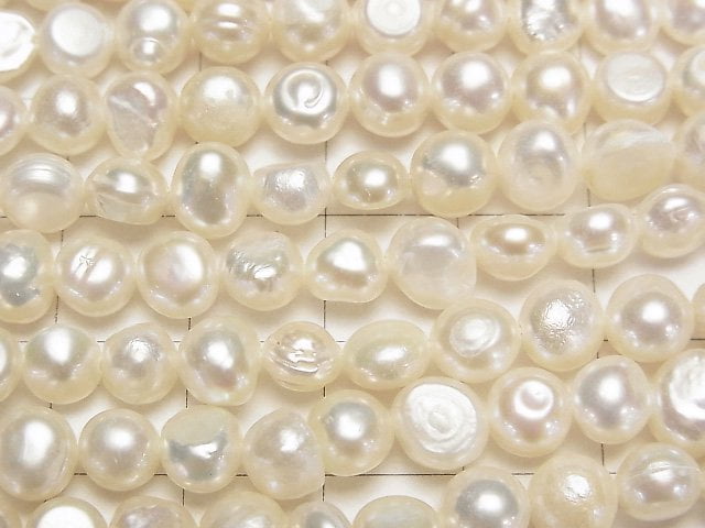 [Video]Fresh Water Pearl AA Potato -Baroque 6-7mm White 1strand beads (aprx.14inch/34cm)