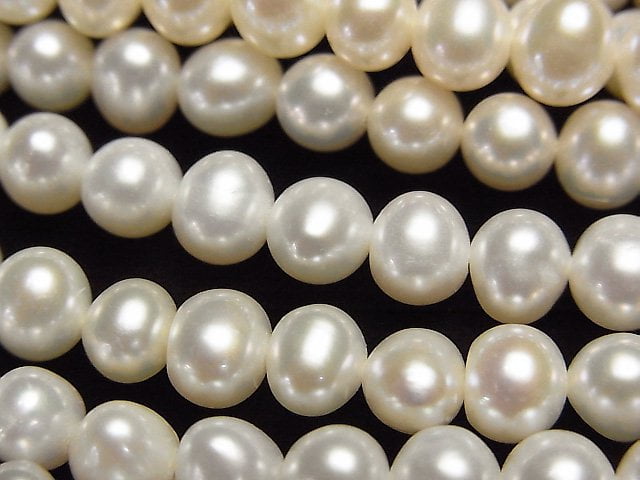 [Video]Fresh Water Pearl AAA- Potato 6mm White 1strand beads (aprx.15inch/36cm)