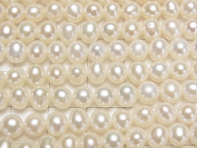 [Video]Fresh Water Pearl AAA- Potato 6mm White 1strand beads (aprx.15inch/36cm)