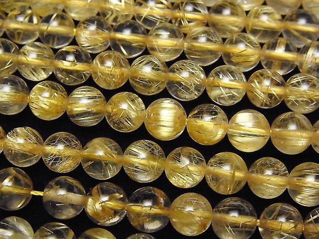 [Video]Rutilated Quartz AAA Round 6mm 1/4 or 1strand beads (aprx.15inch/38cm)