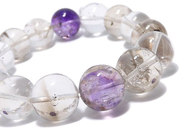 [Video][One of a kind] Water in Crystal Amethyst Round 14mm Bracelet NO.3
