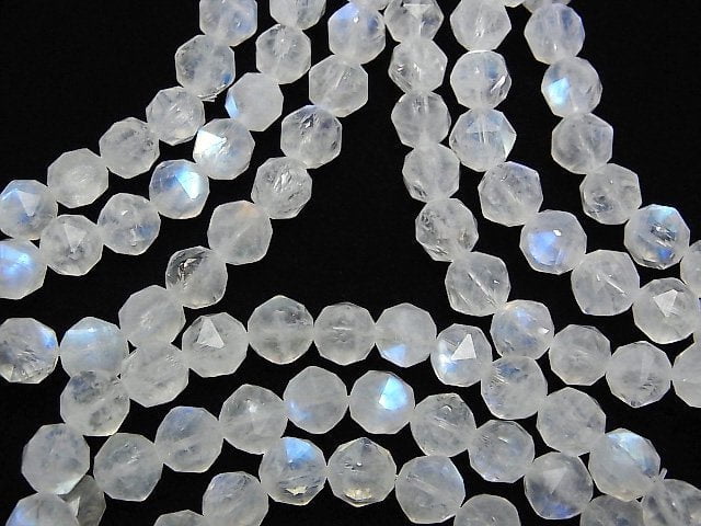 [Video] High Quality! Rainbow Moonstone AA++ Star Faceted Round 6mm Bracelet