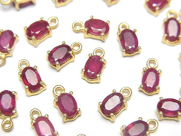 [Video]High Quality Ruby AA++ Bezel Setting Oval Faceted 6x5mm 18KGP 2pcs