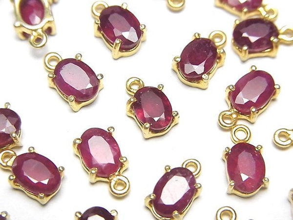 [Video]High Quality Ruby AA++ Bezel Setting Oval Faceted 7x6mm 18KGP 2pcs